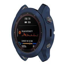 Per Garmin Fenix 7S TPU Half-Pack Wollet Watch Electroplating Watch (Midnight Blue)