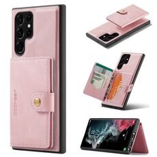 Per Samsung Galaxy S22 Ultra Jeehood Retro Magnetic Staccabile Custodia (Pink)