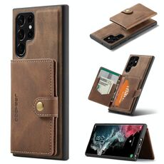 Per Samsung Galaxy S22 Ultra Jeehood Retro Magnetic Staccabile Custodia (Brown)