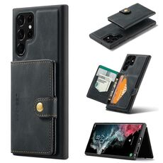 Per Samsung Galaxy S22 Ultra Jeehood Retro Magnetic Stacable Telefono (Black)