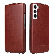 Per Samsung Galaxy S22+ 5G Fierre Shann 64 Texture Vertical Flip Pu Leather Telefono (Brown)