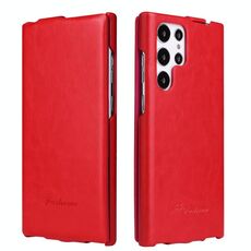 Per Samsung Galaxy S22 Ultra 5G Fierre Shann 64 Texture Vertical Flip Pu Leather Telefono (Red)