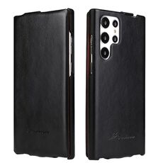 Per Samsung Galaxy S22 Ultra 5G Fierre Shann 64 Texture Vertical Flip Pu Leather Telefono (nero)