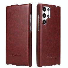 Per Samsung Galaxy S22 Ultra 5G Fierre Shann 64 Texture Vertical Flip Pu Leather Telefono (Brown)