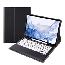 Slot Penna T800B Slot staccabile Tablet in pelle tastiera bluetooth staccabile per Samsung Galaxy Tab S8+/S7+/S7 FE (nero)