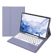 Custodia da tavoletta tablet bluetooth slot a penna t800b per Samsung Galaxy Tab S8+/S7+/S7 FE (viola)