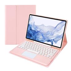 T800B-A touch pad tablet in pelle bluetooth staccabile per Samsung Galaxy Tab S8+/S7+/S7 Fe (rosa)