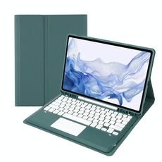 T800B-A touch pad tablet in pelle bluetooth staccabile per Samsung Galaxy Tab S8+/S7+/S7 FE (verde scuro)