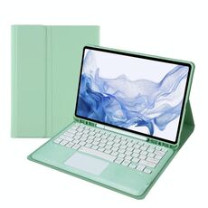 T800B-A touch pad tablet in pelle bluetooth staccabile per Samsung Galaxy Tab S8+/S7+/S7 Fe (Green Mint)