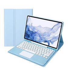 T800B-A touch pad tablet in pelle bluetooth staccabile per Samsung Galaxy Tab S8+/S7+/S7 FE (Sky Blue)
