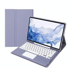 T800B-A touch pad tablet in pelle bluetooth staccabile per Samsung Galaxy Tab S8+/S7+/S7 FE (Purple)