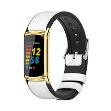Per Fitbit Charge5 Mijobs TPU + Watch Band (White + Gold)