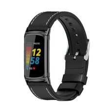 Per Fitbit Charge5 Mijobs TPU + Leather Watch Band (nero)