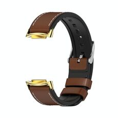 Per Fitbit Charge5 Mijobs TPU + Watch Band in pelle (Brown + Gold)