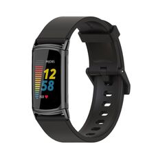 Per Fitbit Charge 5 Mijobs Soft Silicone Watch Band (Black)