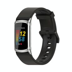 Per Fitbit Charge 5 Mijobs Soft Silicone Watch Band (nero+argento)