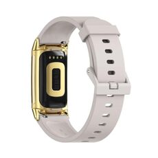 Per Fitbit Charge 5 Mijobs Soft Silicone Watch Band (Grey+Gold)
