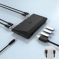 2 in 1 out quaderno KVM dedicato al notebook Type-C da 4K (nero)
