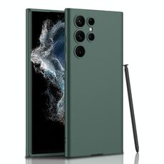 Per Samsung Galaxy S22 Ultra 5G GKK Custodia per la pelle ultra-sottile con Stylus (Forest Green)