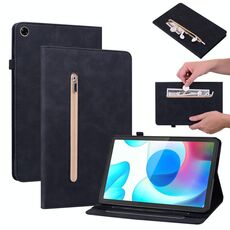 Per Oppo Realme Pad 10.4 Sent Sent Solid Color Zipper in pelle Custodia (Nero)