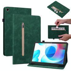 Per Oppo Realme Pad 10.4 Sent Sent Solid Color Zipper in pelle Canda di cuoio (verde)
