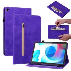 Per Oppo Realme Pad 10.4 Sent Sent Solid Color Zipper in pelle Canda di cuoio (Purple)