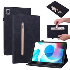 Per OPPO Realme Pad Mini 8.7 Spazio di pelle Solido Casetto in pelle con cerniera a colori (nero)