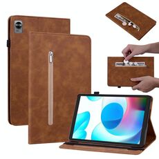 Per OPPO Realme Pad Mini 8.7 Spazio di pelle Solido Casetto in pelle con cerniera a colori (marrone)