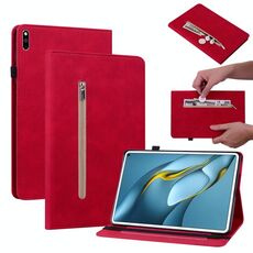 Per Huawei Matepad Pro 10.8 2021/2018 Sent Sent Solid Color Zipper Leathet Case (rosso)
