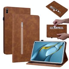 Per Huawei Matepad Pro 10.8 2021/2018 Sent Sent Solid Color Zipper Leathet Case (Brown)