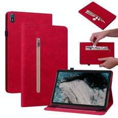 Per Nokia T20 10.4 2021 Spazio di pelle Solido Casetto in pelle con cerniera (rosso)