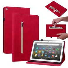 Per Amazon Kindle Fire HD 8 Skin Feel Cinte Crush Color Zipper Call (rosso)
