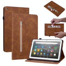 Per Amazon Kindle Fire HD 8 Skin Feel Cinte Cintine di cerniera a colori solido (marrone)