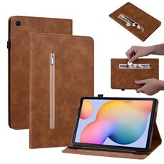 Per Samsung Galaxy Tab S6 Lite SM-P610 Selva della pelle Solido Casetto in pelle intelligente con cerniera (marrone)