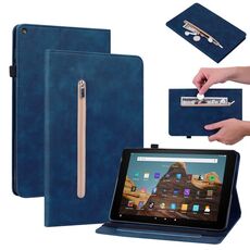 Per Amazon Kindle HD 10 2019/2017 Skin Feel Cinta Solid Smart in pelle Smart Leather Case (blu)