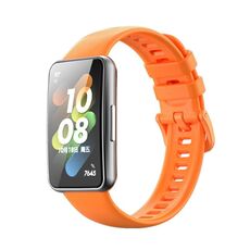 Per Huawei Band 7 / Honor Band 7 Pure Color Silicone Watch Band (Orange)
