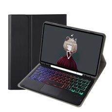 Per Samsung Galaxy Tab S6 Lite A610B-come texkkin textule in pelle di retroilluminazione bluetooth tablet in pelle bluetooth (nero)