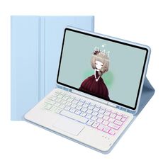 Per Samsung Galaxy Tab S8 / S7 A700B-AS Candy Colore Backlight Bluetooth Tablet in pelle bluetooth (Custodia bianca)