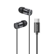 USAMS EP-46 Mini Type-C / USB-C Auricolare in lega di alluminio con chip digitale, lunghezza: 1,2 m (nero)