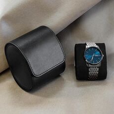 Scatola di archiviazione per la polvere protettiva per orologi in pelle PU Box portatile (nero)