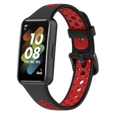 Per Huawei Band 7 /7 NFC Banda di orologi in silicone a due colori NFC (nero+rosso)