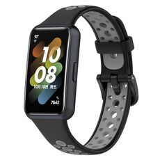 Per Huawei Band 7 /7 NFC Banda di orologi in silicone a due colori NFC (nero+grigio)