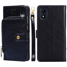 Per Alcatel 1B 2022 Custodia per telefono in pelle con cerniera (nero)