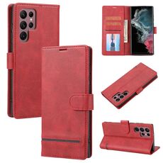 Per Samsung Galaxy S22 Ultra 5G Classic Wallet Flip Leather Case (rosso)