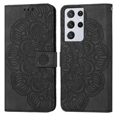 Per Samsung Galaxy S21 Ultra 5G Mandala Flip Leather Case (nero)