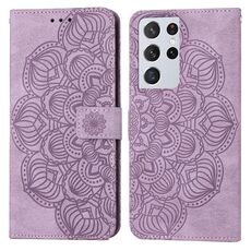 Per Samsung Galaxy S21 Ultra 5G Mandala Flip Leather Case (viola)
