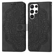 Per Samsung Galaxy S22 Ultra 5G Mandala Flip Leather Case (nero)