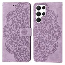 Per Samsung Galaxy S22 Ultra 5G Mandala Flip Leather Case (viola)