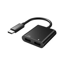 Adattatore audio digitale da 2 in 1 tipo C/USB-C PD 60W, Spec: 2-Type-C (Black)