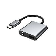 Adattatore audio digitale da 2 in 1 Type-C/USB-C PD 60W, Spec: Type-C+3,5 mm (grigio argento)